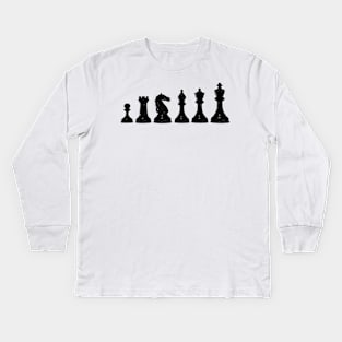 Black Chess Pieces Kids Long Sleeve T-Shirt